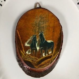 Handmade wood iridescent horse wall hanging plaque
